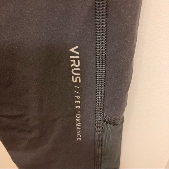 VIRUS Sz XL Workout  Run Exercise Activewear Leggings Side Pockets Mesh at Hem - Picture 5 of 6